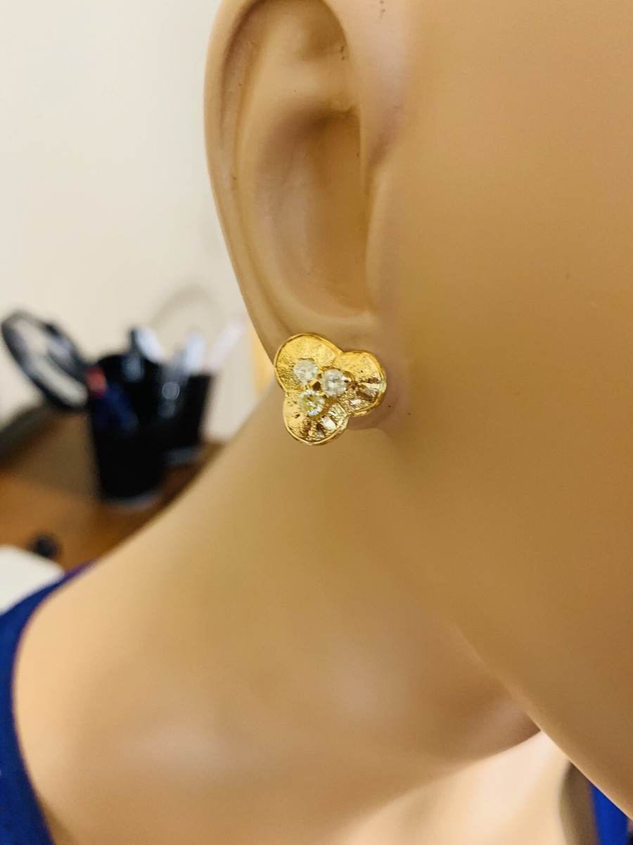 14K 585 14C Fine Yellow Gold Real Gold Diamond Earring