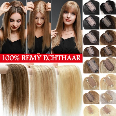 Glatt Damen 100% Echthaar Toupet Toupee Topper Clip In Remy Human Hair Haarteile