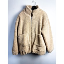 Nwot Zaful Oversized Sherpa Teddy Jacket Tan Neutral 8 Large Womens