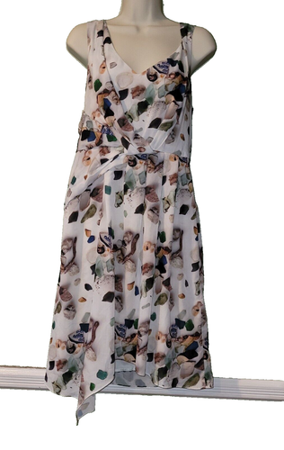 Anthropologie MEADOW RUE Beach Treasures Kleid 6 Drapiert V-Ausschnitt Gefüttert Asymmetrisch - Bild 19 von 19