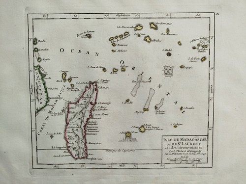 Madagascar Mauritius Reunion - Original Map Vaugondy - 1748 - Picture 2 of 2