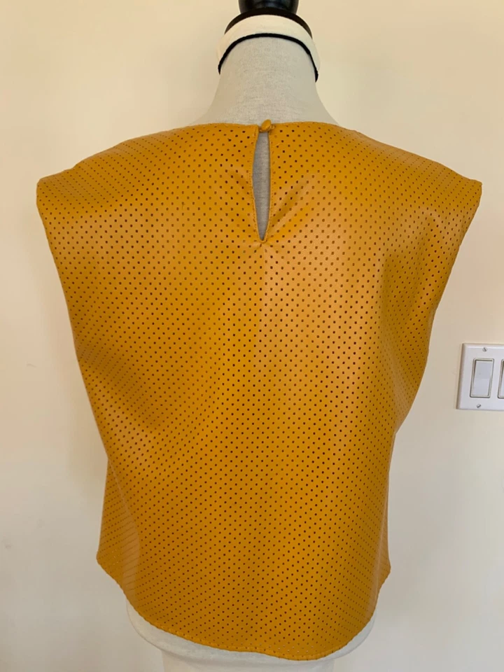 NWT Marc New York Womens Juniors Yellow Leather Laser Cut Tunic Blouse Top Sz M - Image 2 of 4