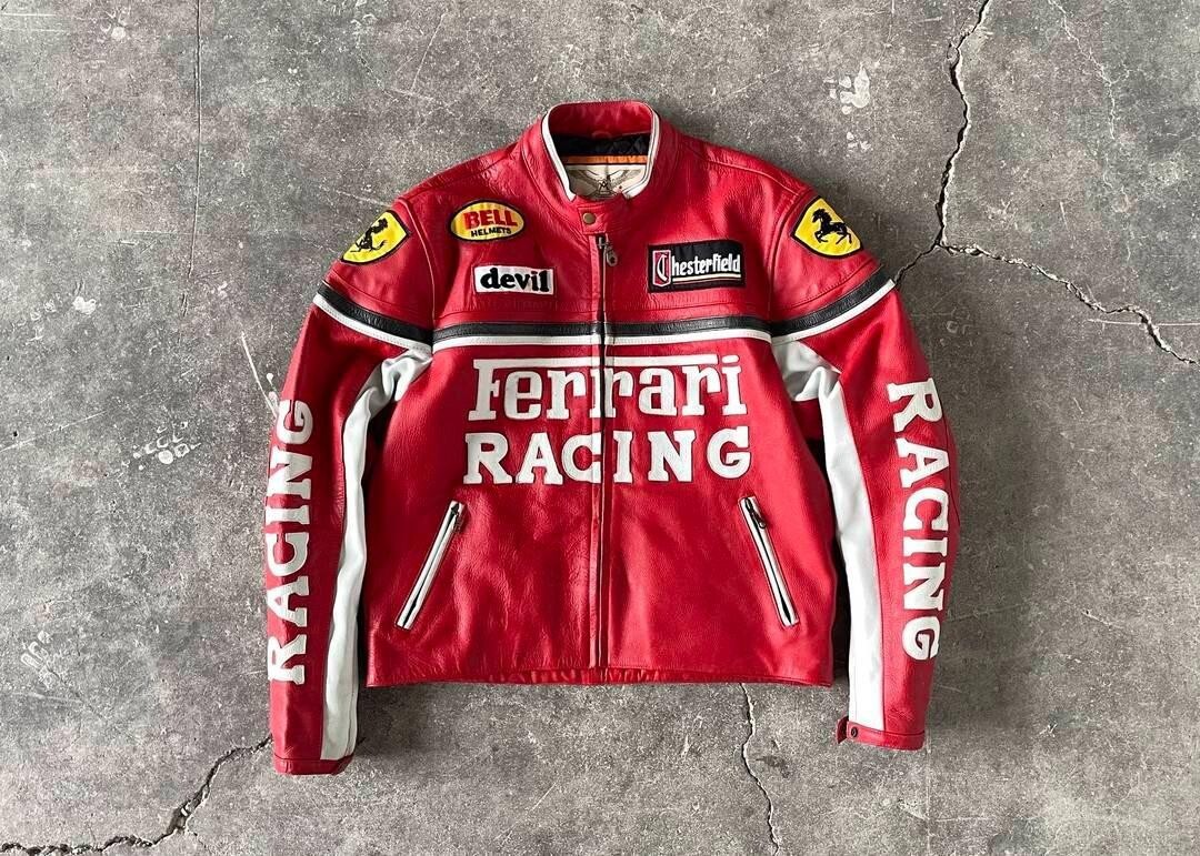 Ferrari Racing Original Leather Jacket Motorcycle Vintage