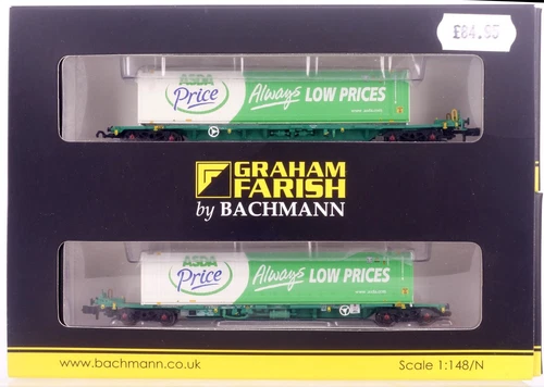 FARISH 377-368 - Intermodal Twin - 2 x 45ft ASDA Containers [NEW]