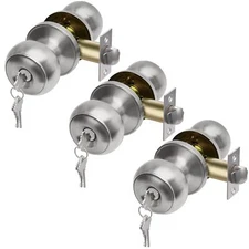 (3 Pack) Keyed Alike Entry Door Knob, Exterior Door Lock with Same Keys in So...