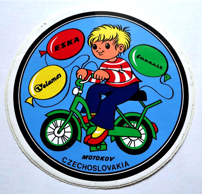 Werbe-Aufkleber Velamos Eska Favorit Motokov Prag Czechoslovakia Fahrräder 80er