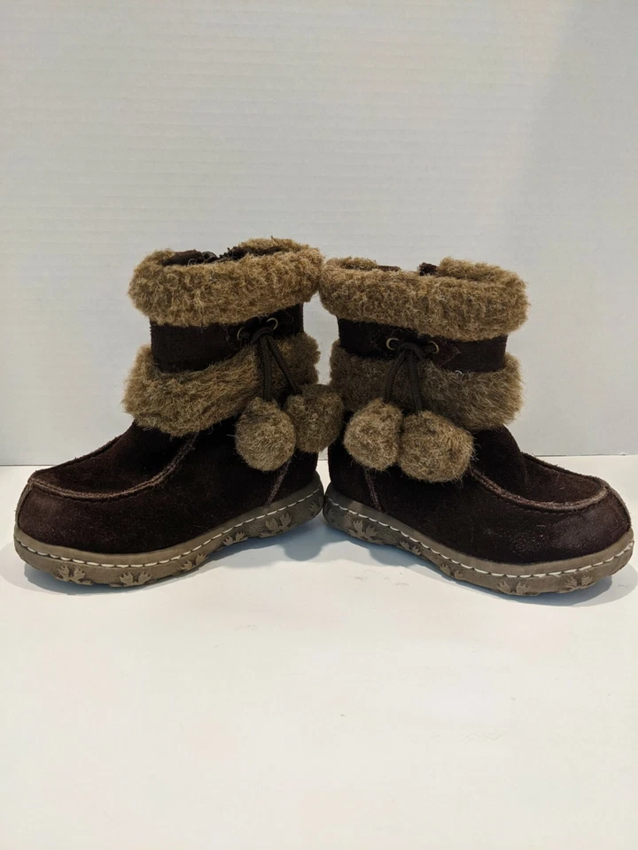 Botas de cuero marrón bajo pompones tostados niño pequeño talla 5 Isabel 6311-211 Foto 3 de 4