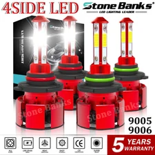 9005 9006 LED Headlights Kit Combo Bulbs 6000K High Low Beam Super White Bright