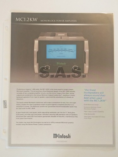 McINTOSH LABS OEM MC1.2KW POWER AMPLIFIER PRODUCT BROCHURE - MINT! - 第 1/2 張圖片
