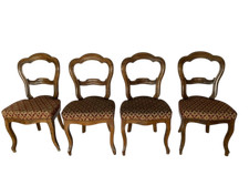 Gruppo di 4 antiche sedie Luigi Filippo in noce imbottite epoca XIX secolo