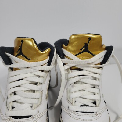 Nike Air Jordan 5 Retro Olympic Gold Sneakers, White Gold  display picture 2