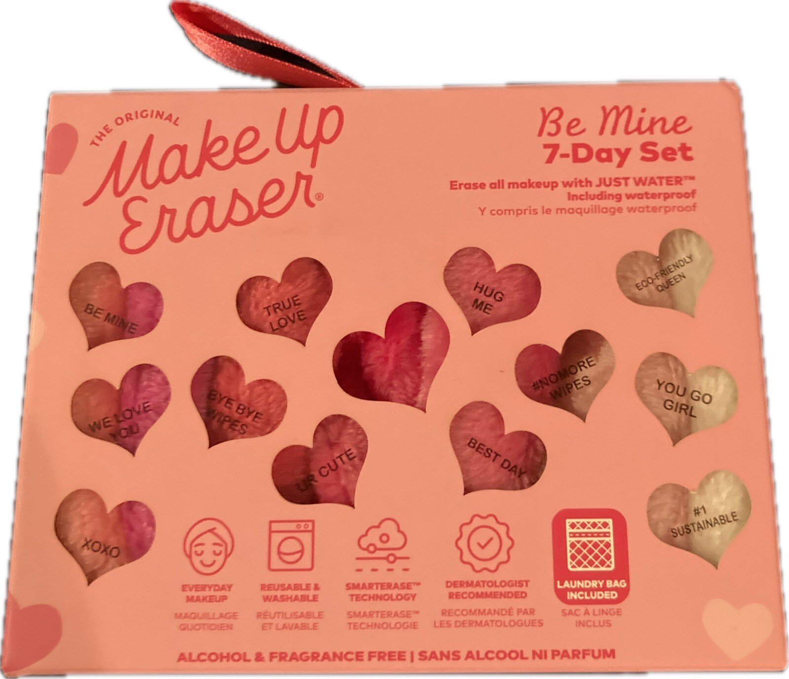 NIB The Original MakeUp Eraser Valentine’s Day 7-Piece Set w/ Laundry Bag