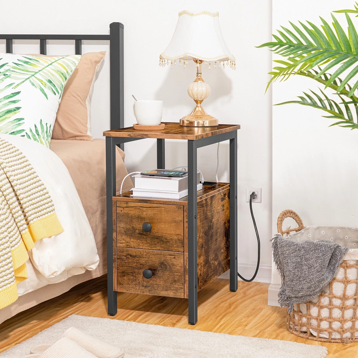 Bedside table with outlet and sales usb