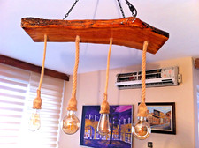 Lámpara colgante de madera de oliva para granja, iluminación de comedor, luz colgante de madera