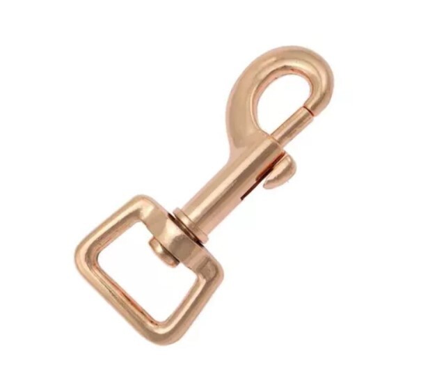 Lot de 10 mousquetons à targette rose gold 66mm avec embout carré de 20mm pour maroquinerie