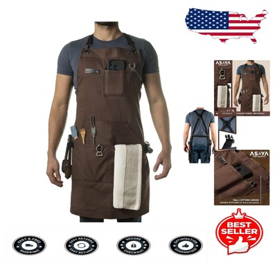 Stylish Brown BBQ & Chef Apron with Cross-Back Straps - Universal Fit (M-XXL)