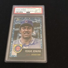 Fergie Jenkins 2022 Topps Chrome Platinum Auto Toile Blue Refractor 04/99 PSA 10