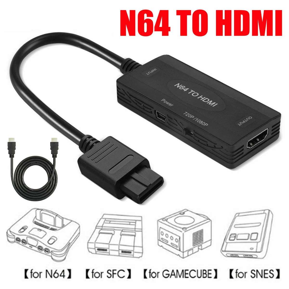 N64 To HDMI Converter Adapter HD Cable for Nintendo 64 Gamecube