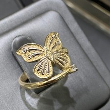 14 K Solid Yellow Gold Butterfly Ring