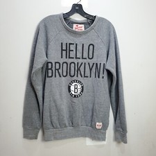 Brooklyn Nets Hoodie Mens Small Gray Sportige NBA Graphic Spell Out Logo Sweater