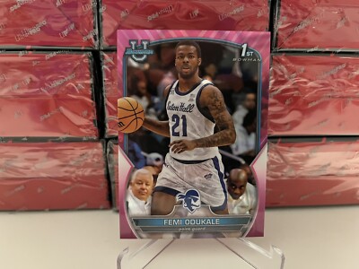 2022-23 Bowman Chrome U Femi Odukale #20 Pink Refractor 1st RC Card Seton Hall