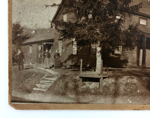 Antique Cabinet Photograph Old Farmhouse Homestead House People Outside - Picture 3 of 6