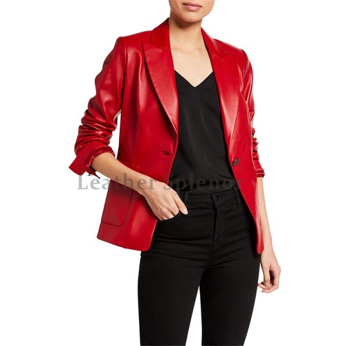 Genuine Leather Blazer Women 