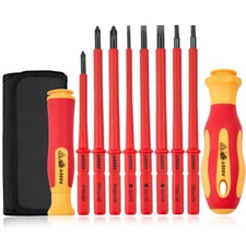 10Pcs Electrician Insulated Screwdriver Set Magnetic Tips Interchangeable Tool