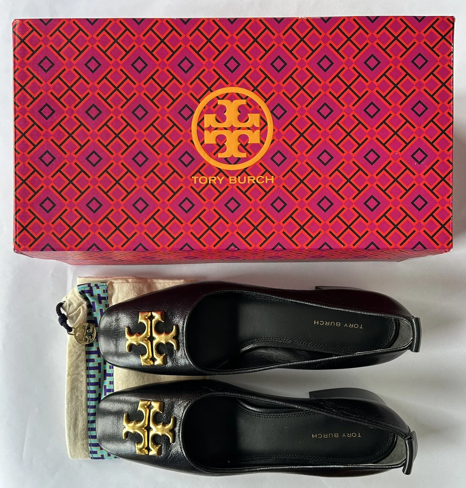 TORY BURCH POMPA TORI BURCH ELEANOR NUOVA CON SCATOLA 35 MM MISURA 8 5 NERA FELLINI FRESATA