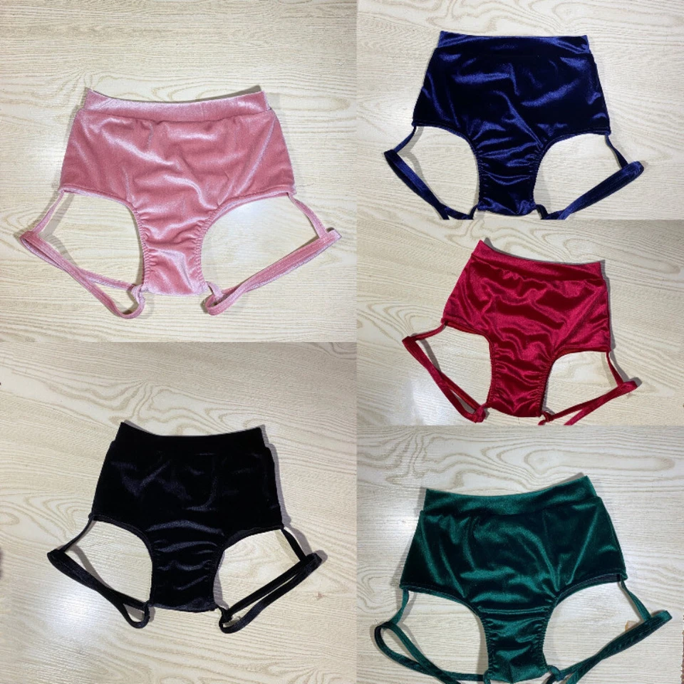 Terciopelo Mujeres Hueco Caliente Pantalones Cortos Ajustados Sexy Ropa de Baile Ropa de Club Club Tubo Mini Foto 2 de 4