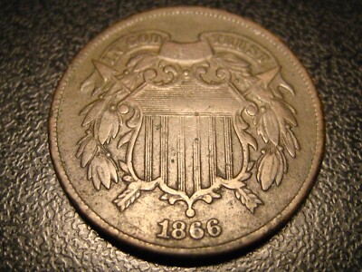 1866 Two Cent Piece Fine NICE