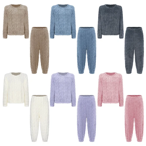 Womens Pajamas Set New Year Sleepwear Solid Color Homewear Elastic Waistband - Picture 5 of 79