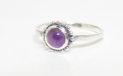 Sterling Silver Genuine Amethyst Ring Oxidized Dainty Select Size Below