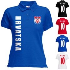 EM 2024 Kroatien Hrvatska Damen Trikot Fanshirt Polo-Shirt Name Nummer
