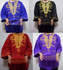 Dashiki African men women Shirt Rayon Brocade Hippie blouse Top with kufi hat