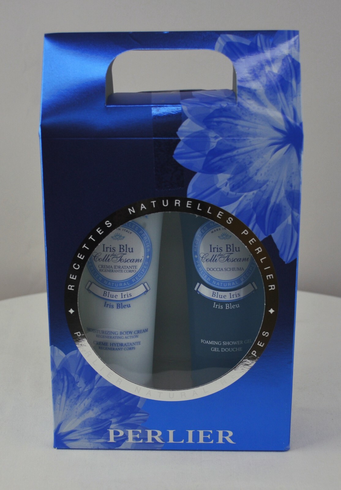 Perlier Blue Iris Moisturizing Body Cream and Foaming Shower Gel 2pc