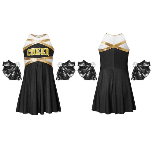 Kids Girls Dress With 2Pcs Hand Flowers Carnival Cheerleading Competition - Imagen 42 de 119