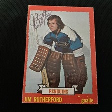 Autographed  1973-74 JIM RUTHERFORD .    HOF.        **J-1