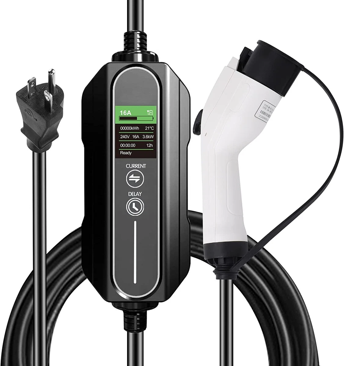 Level 2 EV Charger 110V 240V 16Amp NEMA 6 20 Plug 25 ft Extension
