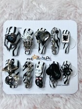 Nails Handmade press on nails 3D size S Diamond Skull Halloween