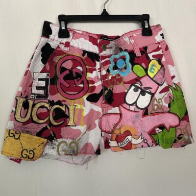 Hand Painted Cartoon Denim Shorts Womens Size Small