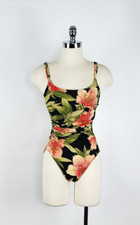 Roxanne Multicolor 1980's One-Piece Floral Print Bathing Suit Women's Size 14