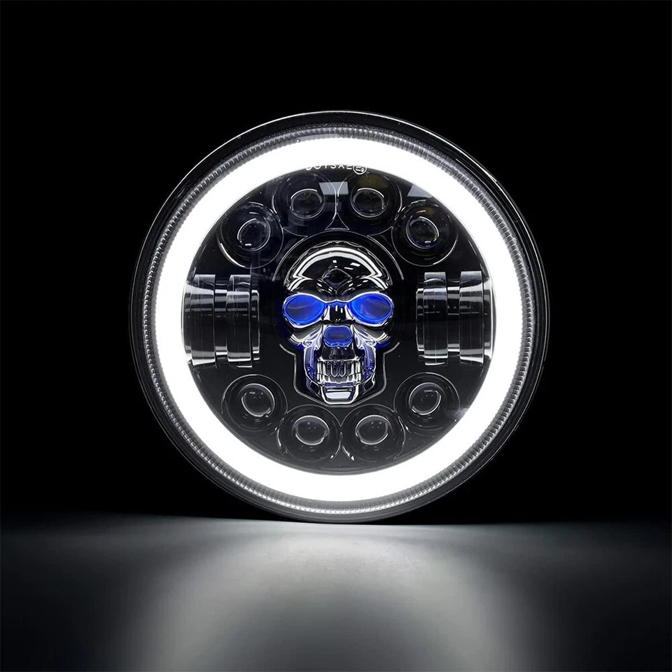 Par de faros LED calavera RGB redondos de 7 pulgadas Halo DRL para Ford Modelo A 1930 1931 Foto 3 de 4