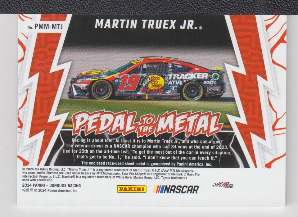 MARTIN TRUEX Jr. : DONRUSS 2024 - PEDAL TO THE METAL - PATCH - CARD No. PMM-MTJ - Image 2 of 2