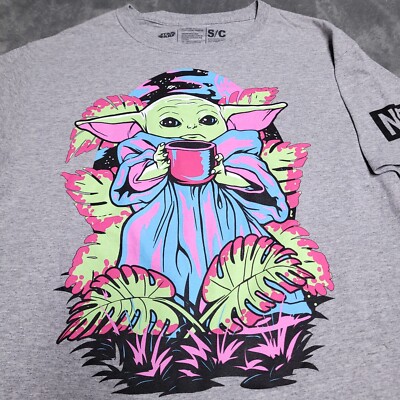 Star Wars Neff Neon Coffee Floral Hawaiian Colorful S Shirt Grogu