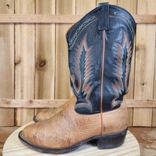 Tony Lama 6184 Boots Mens 9.5 EE Pecan Taurus Shoulder Leather Western USA Made