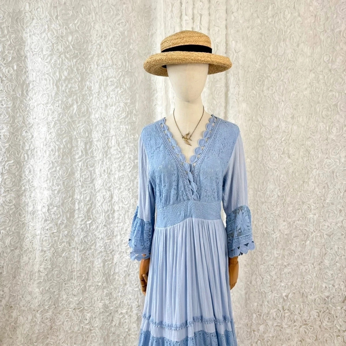 bohemian vintage dresses Silk Maxi Dress Lace-up Front, Boho Style Embrace the free Vintage Boho Clothing | Retro