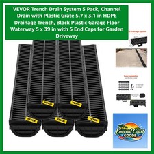 5-Pack HDPE Trench Drain System with Flexible Grates for Effective Water Control
