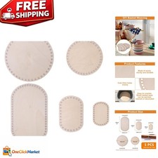 5-Piece Wooden Basket Bases - Natural Blank Wood for DIY Crafting  Weaving