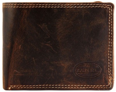 Akzent No 2 Men s Dark Brown Genuine Leather Wallet, 12 x 10 cm
